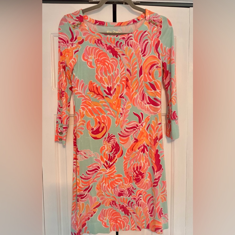 Lilly Pulitzer Sophie Dress SPF 50 Pink and Orange Floral Dress